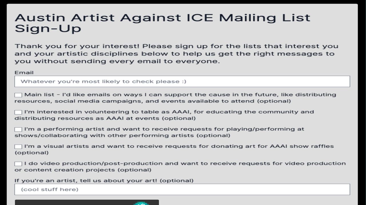 Get involved by signing up for our mailing list