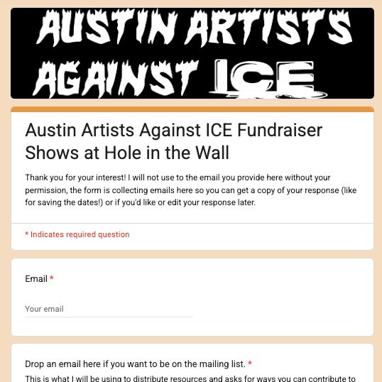 Join our roster of artists interested in participating in our monthly Hole in the Wall fundraiser shows